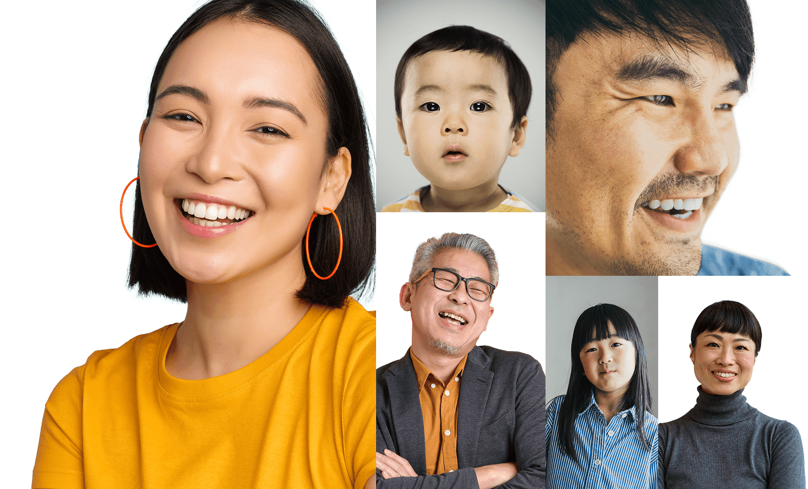 Woman smiling with people